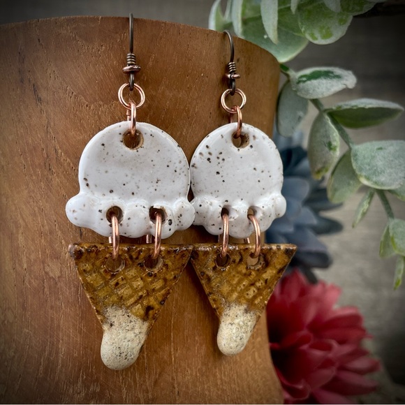 Ice cream earrings ceramic summer earrings fun earrings handmade earrings - Picture 4 of 5